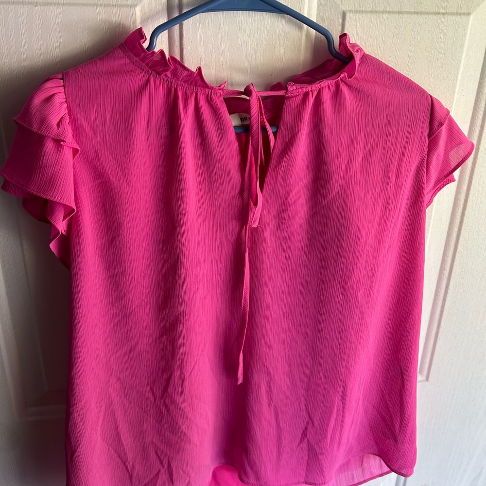 Eesome Vibrant Pink Ruffle Blouse